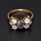 18ct Yellow Gold Sapphire & Diamond Ring