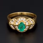 18ct Yellow Gold Emerald & Diamond Ring