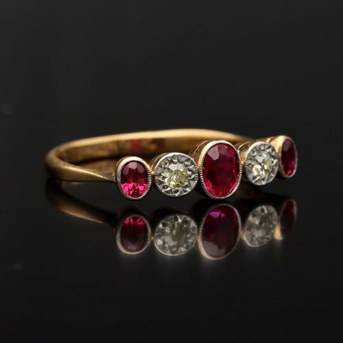 Antique 18ct Gold Ruby and Diamond Ring image-1