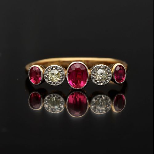 Antique 18ct Gold Ruby and Diamond Ring image-2