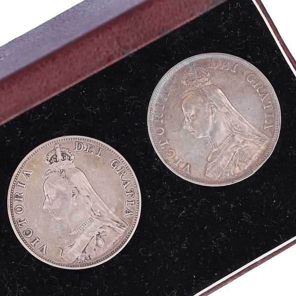 Victorian Silver Double Florin Set