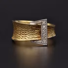 Heavy 18ct Yellow Gold Diamond Buckle Ring