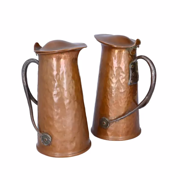 Pair of Rare Large Copper Jugs