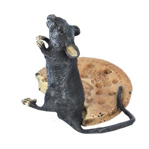 Small Franz Bergmann Bronze Rat with a Biscuit