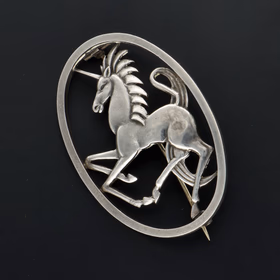 Rare Geoffrey Bellamy Unicorn Silver Brooch