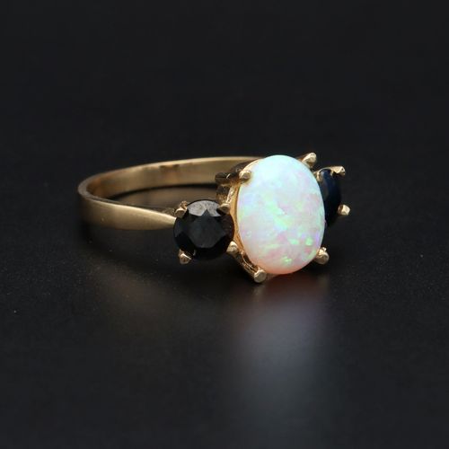 Gold Opal and Sapphire Ring image-1