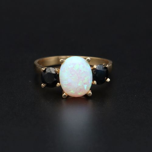 Gold Opal and Sapphire Ring image-2