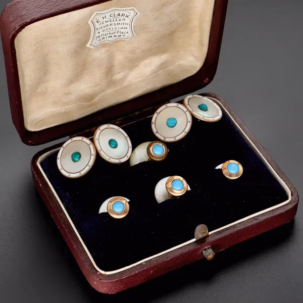 Edwardian 9ct Gold Mother of Pearl Cufflinks