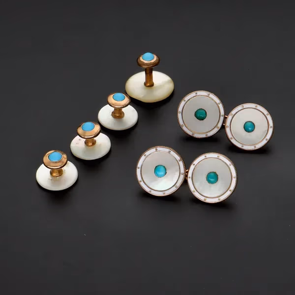 Edwardian 9ct Gold Mother of Pearl Cufflinks