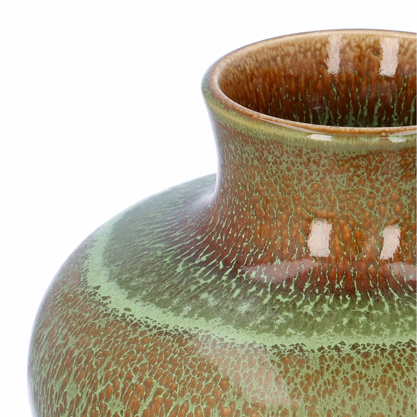 Cobridge Stoneware Green and Brown High Fired Glaze Vase