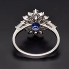 18ct White Gold Oval Sapphire & Diamond Cluster Ring