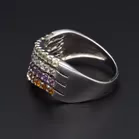 9ct White Gold Gem Ring with Amethyst, Citrine, Topaz, and Tourmaline