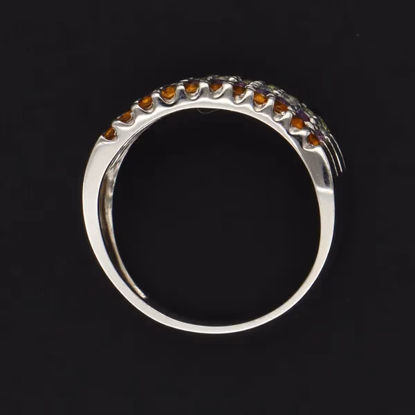 9ct White Gold Gem Ring with Amethyst, Citrine, Topaz, and Tourmaline