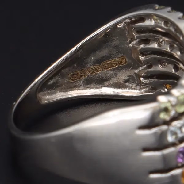 9ct White Gold Gem Ring with Amethyst, Citrine, Topaz, and Tourmaline