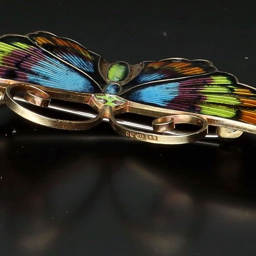 Multicoloured David Andersen Butterfly Brooch image-3