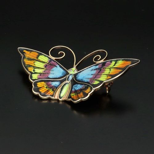 Multicoloured David Andersen Butterfly Brooch image-2