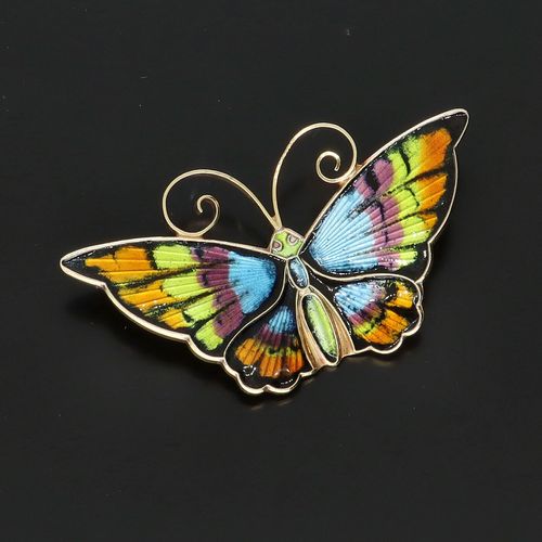 Multicoloured David Andersen Butterfly Brooch image-1