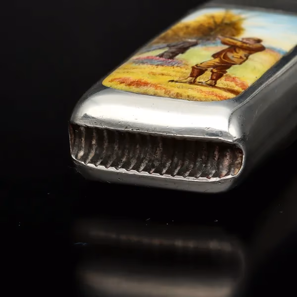 Edwardian Silver and Enamel Vesta