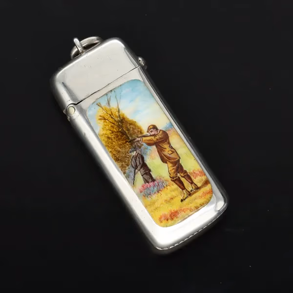 Edwardian Silver and Enamel Vesta