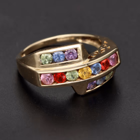 9ct Gold Sapphire Ruby and Topaz Ring