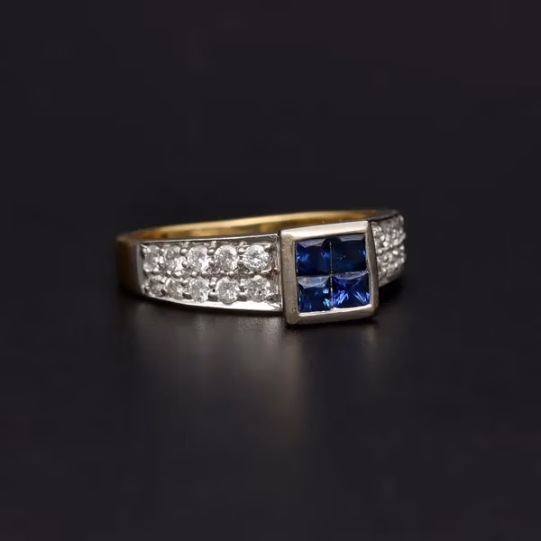 18ct Gold Diamond Sapphire Ring