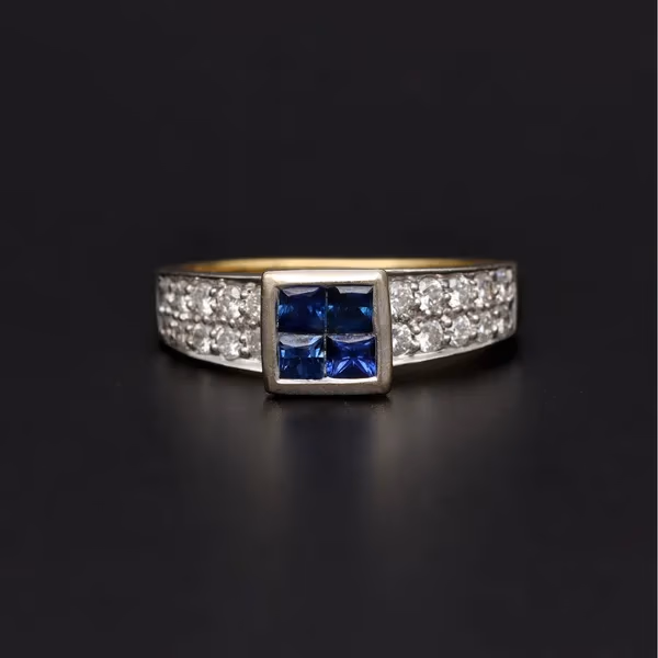 18ct Gold Diamond Sapphire Ring