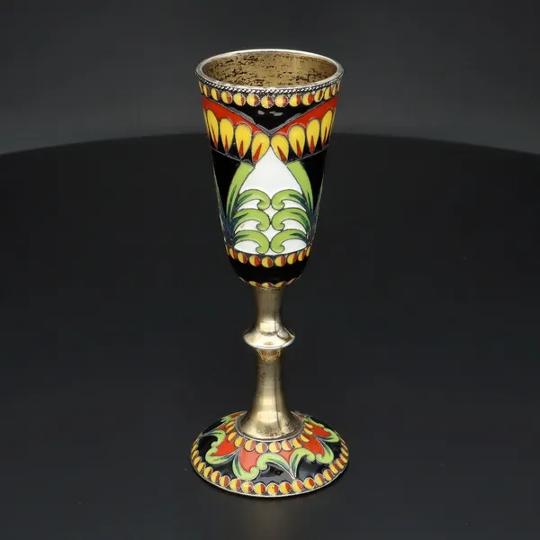 Russian 916 Silver Polychrome Shot Cup