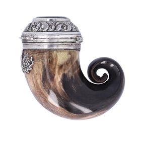 A Scottish White Metal Mounted Horn Stuff Mull