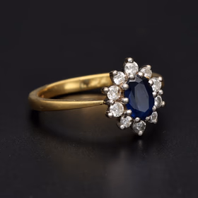 18ct Gold Sapphire & Diamond Cluster Ring