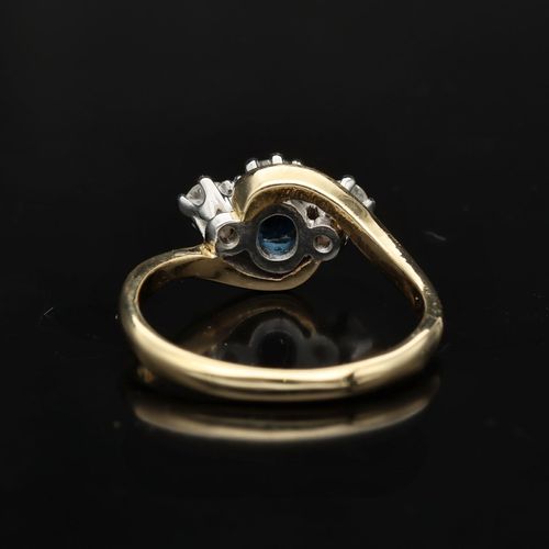 18ct Gold Sapphire and Diamond and Diamond Ring image-4