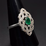 14ct White Gold Emerald & Diamond Ring
