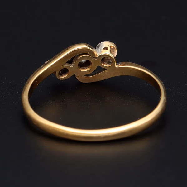 Art Deco 18ct Gold Platinum Diamond Ring, Size M 1/2