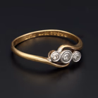 Art Deco 18ct Gold Platinum Diamond Ring, Size M 1/2