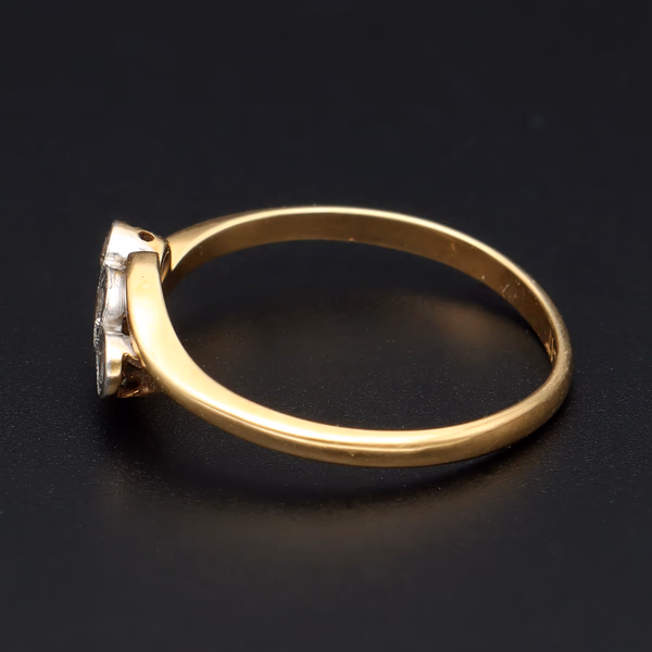 Art Deco 18ct Gold Platinum Diamond Ring, Size M 1/2