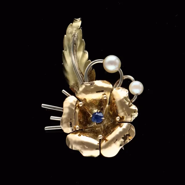 Pearl and Sapphire Brooch