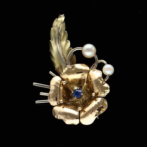 Pearl and Sapphire Brooch image-1
