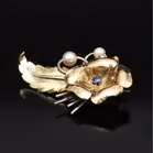 Pearl and Sapphire Brooch