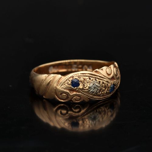 9ct Gold Sapphire and Diamond Ring image-1
