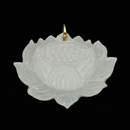 Carved Angel Jade Lotus Pendant image-2