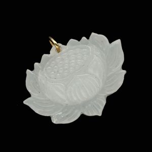 Carved Angel Jade Lotus Pendant