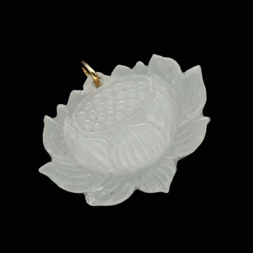 Carved Angel Jade Lotus Pendant image-1