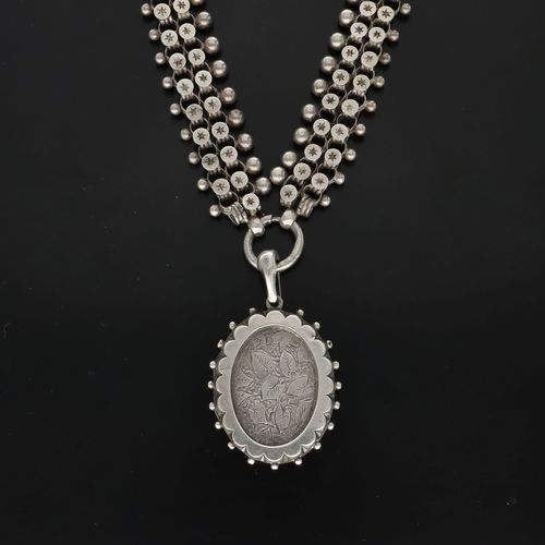Victorian Silver Pendant Book Chain image-1