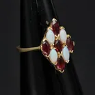 18ct Gold Retro Opal & Garnet Ring