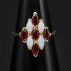 18ct Gold Retro Opal & Garnet Ring