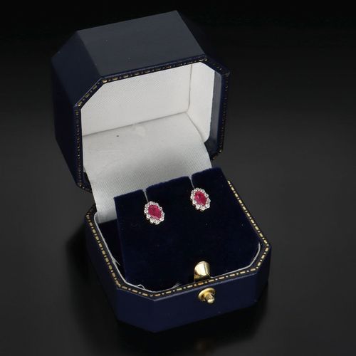 18ct Gold Ruby and Diamond Stud Earrings image-1