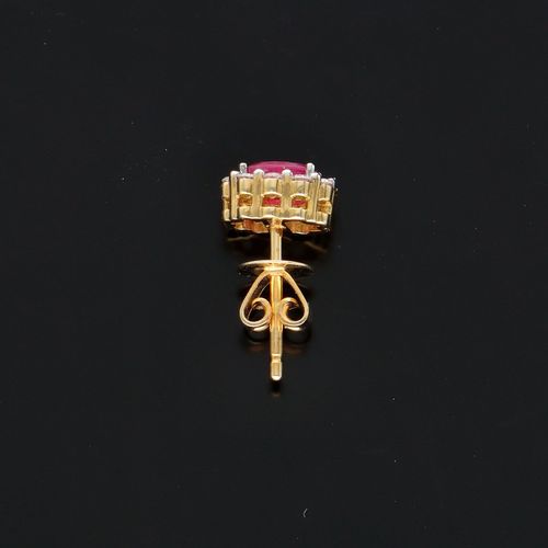 18ct Gold Ruby and Diamond Stud Earrings image-5