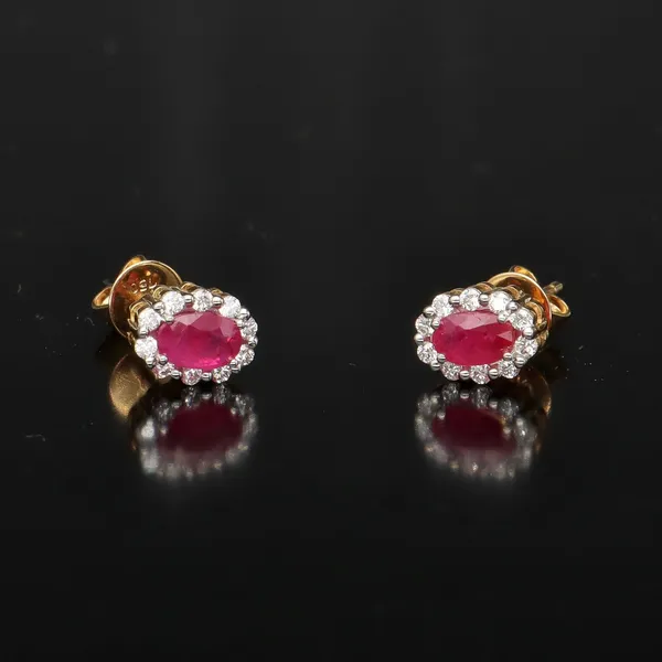 18ct Gold Ruby and Diamond Stud Earrings