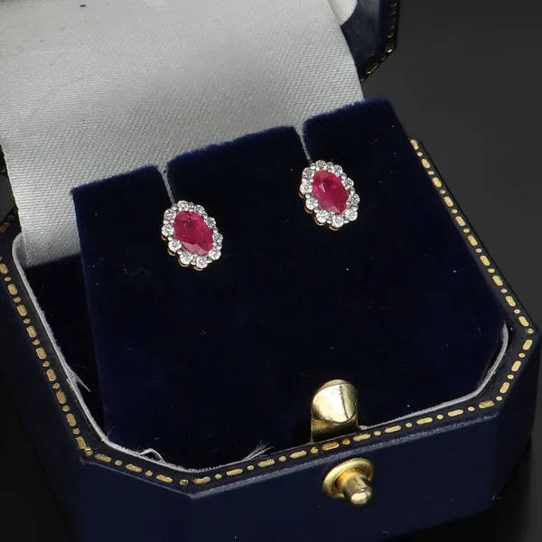 18ct Gold Ruby and Diamond Stud Earrings