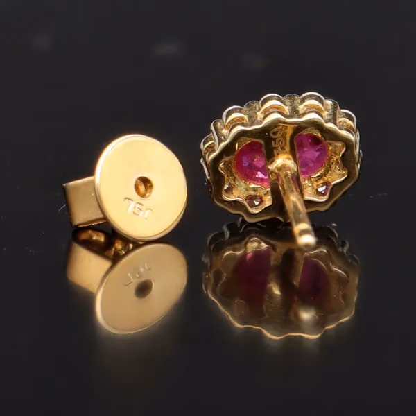 18ct Gold Ruby and Diamond Stud Earrings
