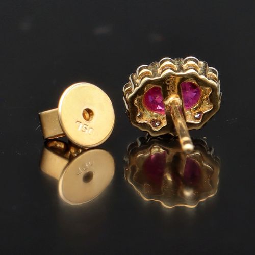 18ct Gold Ruby and Diamond Stud Earrings image-6